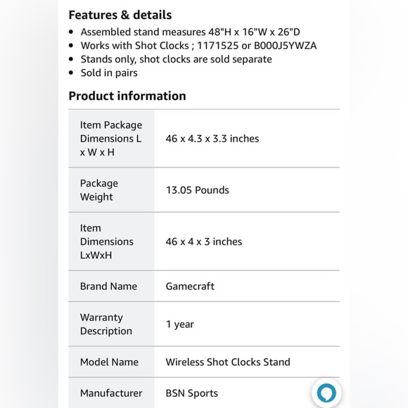 Wireless Shotclock Stand (Stand Only) - Picture 2 of 2